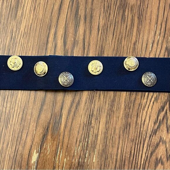 Vintage British Military The Devonshire Regiment gold tone button stretchy Belt. - Picture 1 of 15